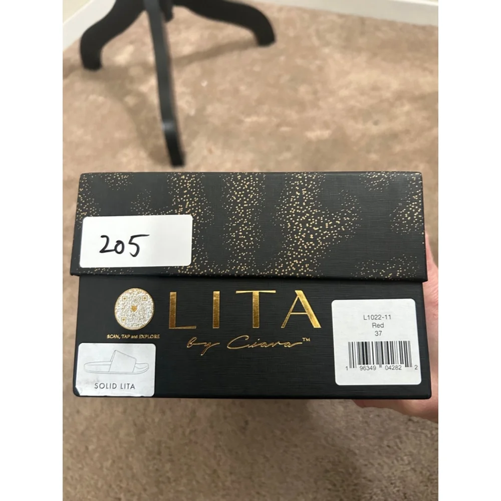 LITA Women's Red Italian Leather Slides Size 7, NIB